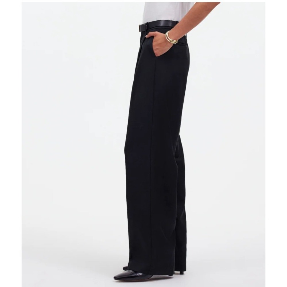 Madewell The Slouchy Straight Pant Size 12 Black Wide Leg Pleated Front Trousers - Picture 9 of 9